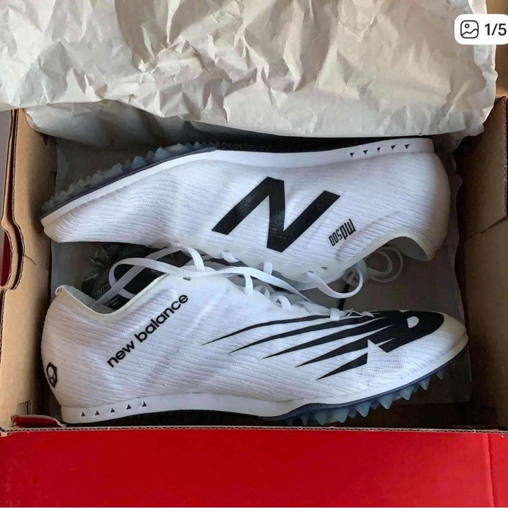 New Balance White and Black Track Spikes